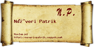 Néveri Patrik névjegykártya